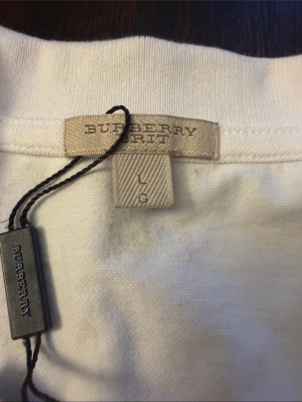 Burberry White Polo with Check Placket - Picture 2 of 4